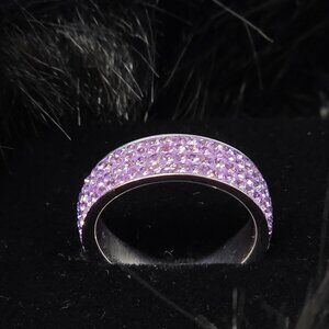 🎁🎅HOT Buy! 925 Silver Swarovski Pave Ring Light Amethyst